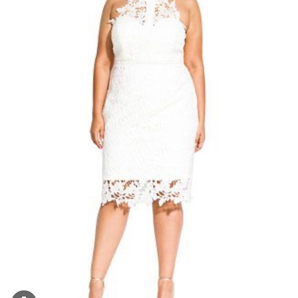 City Chic, white lace haler dress